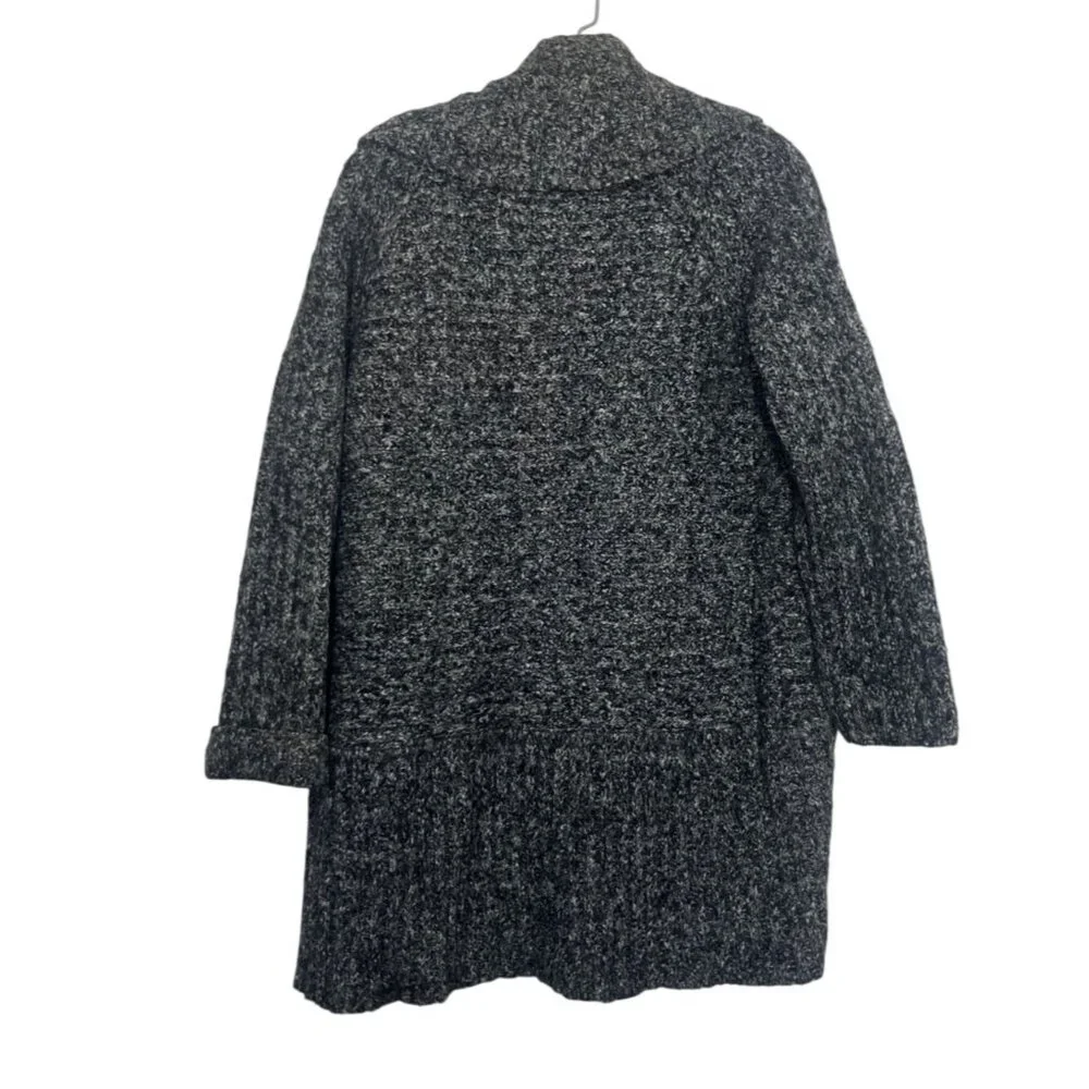 Talbots Open Front Cardigan Sweater Small Petite SP Black White Alpaca Blend - Picture 2 of 6